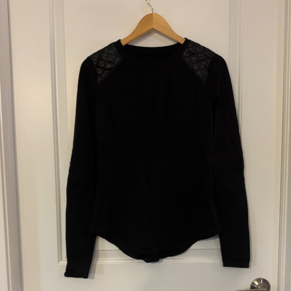 lululemon athletica Black Long Sleeve Top with Quilted Shoulders